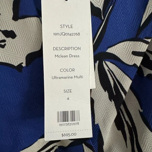 Veronica Beard Blue and White Long Sleeve Dress - Picture 2 of 3